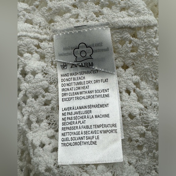 🆕 FARM Rio 🧿 NWOT Floral Crochet Lace Through Kimono, White - Sz L - Picture 14 of 15